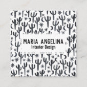 Nachtwüste Cactus Moon Stars Wasserfarbendesign Quadratische Visitenkarte (Vorderseite)