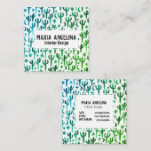 Nachtwüste Kaktus Moon Stars Wasserfarbe Grün Quadratische Visitenkarte (Vorne/Hinten)