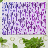 Nachtwüste Saguaro Cacti Muster Wasserfarbe Geschirrtuch (Gefaltet)