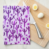 Nachtwüste Saguaro Cacti Muster Wasserfarbe Geschirrtuch (Viertel Falte)