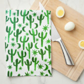 Nachtwüste Saguaro Cacti Muster Wasserfarbe Geschirrtuch (Viertel Falte)