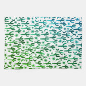 Nachtwüste Saguaro Cacti Muster Wasserfarbe Geschirrtuch (Horizontal)