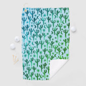Nachtwüste Saguaro Cacti Watercolor Ombre Green Golfhandtuch (Insitu)