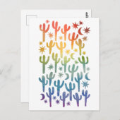 Nachtwüste Saguaro Cactus Rainbow Watercolor Postkarte (Vorne/Hinten)