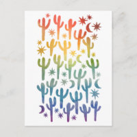 Nachtwüste Saguaro Cactus Rainbow Watercolor