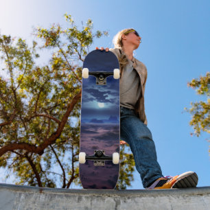 Nachtwüste Vollmond Skateboard