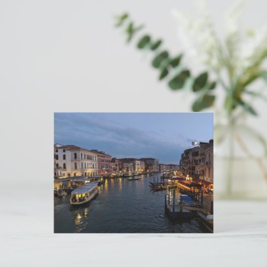 Nachtzeit auf dem Canale Grande, Venedig, Italien Postkarte (Stehend Vorderseite)