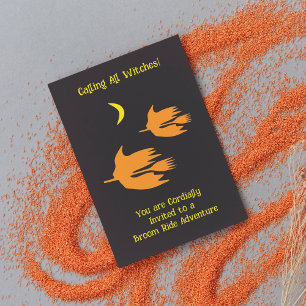 Nachtzeit Broom Ride - Halloween-Party Einladung. Einladung