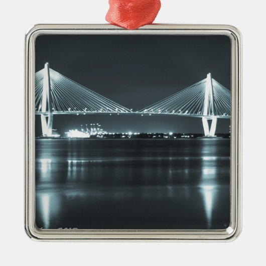 Nachtzeit-Brücke Silbernes Ornament (Vorne)