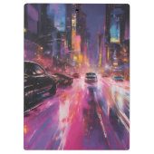 Nachtzeit Highway in lebendiger Stadtmitte Klemmbrett (Rückseite)
