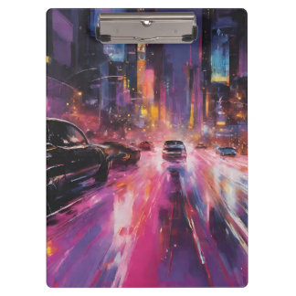 Nachtzeit Highway in lebendiger Stadtmitte Klemmbrett