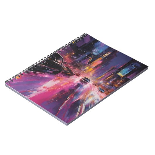 Nachtzeit Highway in lebendiger Stadtmitte Notizblock (Linke Seite)