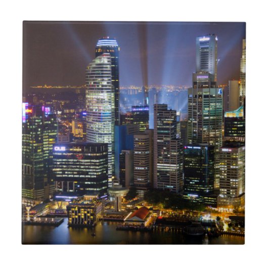 Nachtzeit in Singapur Fliese (Vorderseite)