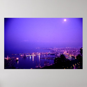 Nachtzeit, Màlaga, Spanien Poster