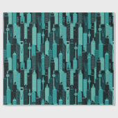 Nachtzeit Skyline-Muster Geschenkpapier (Flach)