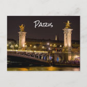 Nachtzeit über Pont Alexandre III Brücke - Paris Postkarte (Vorderseite)