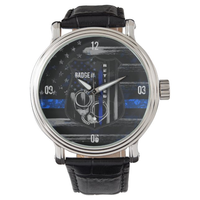 Nachwuchs-Offizier Blue Line Leaather Watch Armbanduhr (Vorderseite)