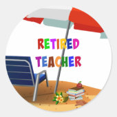 Nachwuchslehrer, Beach Scene, Runder Aufkleber (Vorderseite)