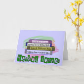 Nachwuchslehrer (Funny Stack of Books Design) Karte (Gelbe Blume)