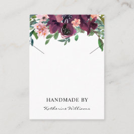 Nacklace Display Card Burgundy Watercolor Floral Visitenkarte