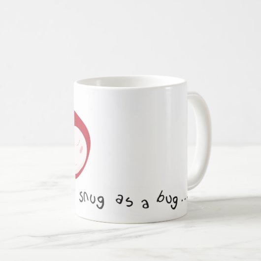 "Nackt als Bug"-Ladybird Kaffeetasse (VorderseiteRechts)