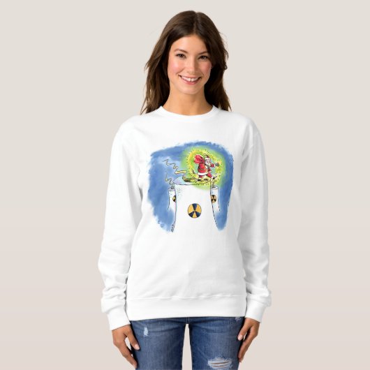 Nackte Santa Claus Frauen weißes Sweatshirt (Vorne ganz)