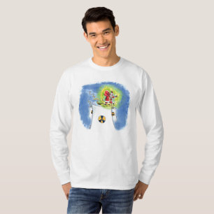 Nackter Santa Claus Männer weißer, langärmeliger T T-Shirt