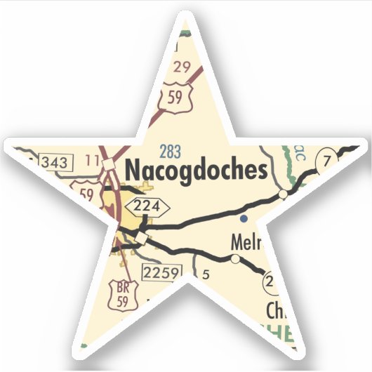 Nacogdoches TX Star Aufkleber (Vorderseite)