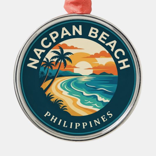 Nacpan Beach Philippinen Ornament Aus Metall (Vorne)