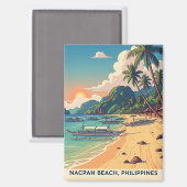Nacpan Beach Philippines Travel Magnet (Vorderseite/Rückseite)