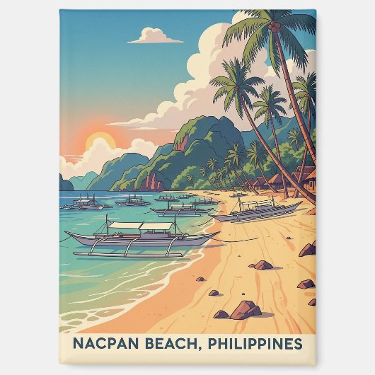 Nacpan Beach Philippines Travel Magnet (Vorderseite)