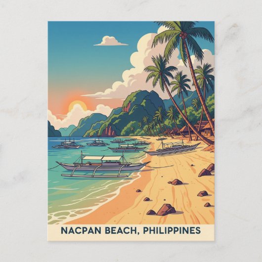 Nacpan Beach Philippines Travel Postkarte (Vorderseite)