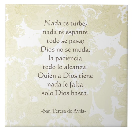 "Nada te turbe" San Teresa di Avila White on White Fliese (Vorderseite)