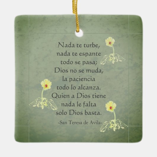 "Nada te turbe" St Teresa von Avila, Englisch/Span Keramikornament (Vorderseite)
