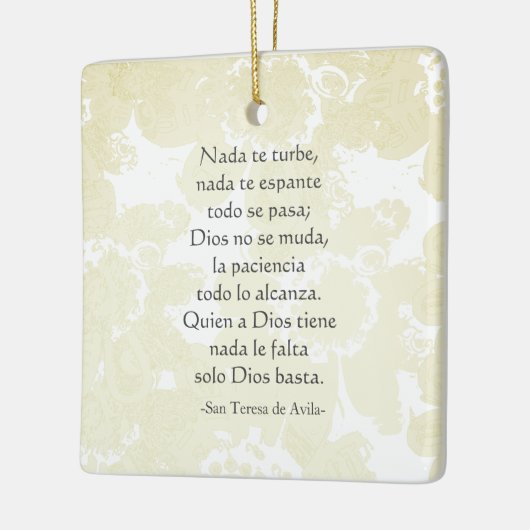 "Nada te turbe" St Teresa von Avila, Englisch/Span Keramikornament (Links)