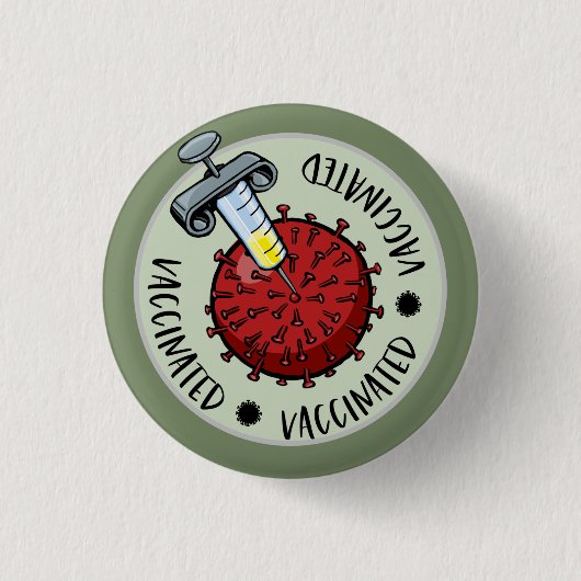 Nadel mit Covid-Virus| geimpft Button (Vorderseite)