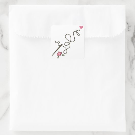 Nadel und Thread Quadratischer Aufkleber (Tasche)