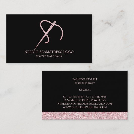 Nadel und Thread Rose Gold Seamstress oder Schneid Visitenkarte (Vorne/Hinten)