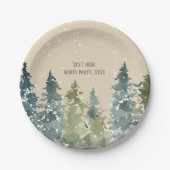 Nadelbäume, Kiefernbäume, Evergreen Pappteller (Vorderseite)