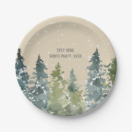 Nadelbäume, Kiefernbäume, Evergreen Pappteller