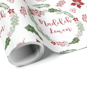 Nadelek Lowen, frohe Weihnachten in Cornisch Kreat Geschenkpapier (Rolleneckpunkt)