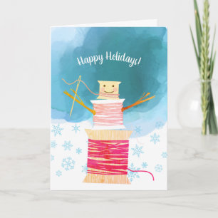 Nadelgewinde Schneemaschine Nähhandwerk Weihnachts Feiertagskarte