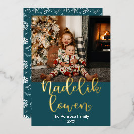 Nadelik Lowen, Cornish Merry Christmas, Elegant Folien Feiertagskarte