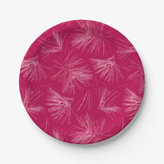 Nadeln aus dunkelrosa Pine Tree Pappteller (Vorderseite)