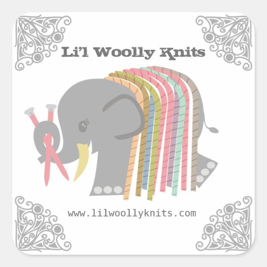 Nadeln aus Garn Elefantenwolle Quadratischer Aufkleber (Vorderseite)