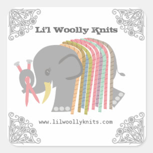 Nadeln aus Garn Elefantenwolle Quadratischer Aufkleber