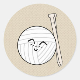 Nadeln & Garne Cartoon in Filz Runder Aufkleber