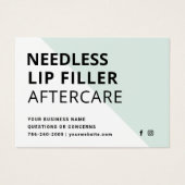 Nadeln Lippen Filler Esthetician Aftercare Card (Vorderseite)