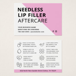 Nadeln Lips Filler Aftercare Instruktionskarte