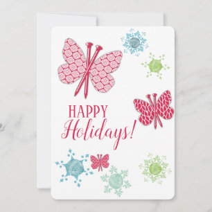 Nadeln, Schmetterlinge, Handwerkskunst Weihnachtsk Feiertagskarte